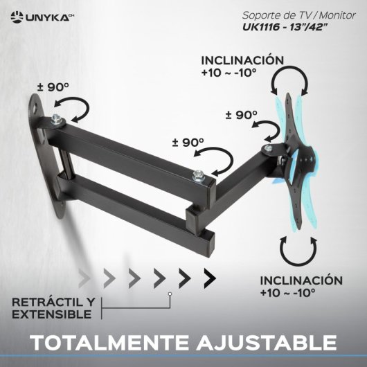 UNYKAch UK1116 Soporte de Pared para Televisión 13-42" VESA 200x200/400x400 Máx 20Kg
