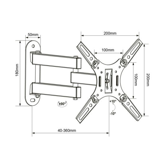 UNYKAch UK1116 Soporte de Pared para Televisión 13-42" VESA 200x200/400x400 Máx 20Kg