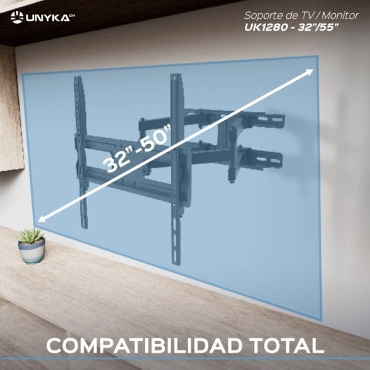 UNYKAch 1280 Soporte de Pared para Televisión 32-55" VESA 200x200/400x400 Máx 50Kg
