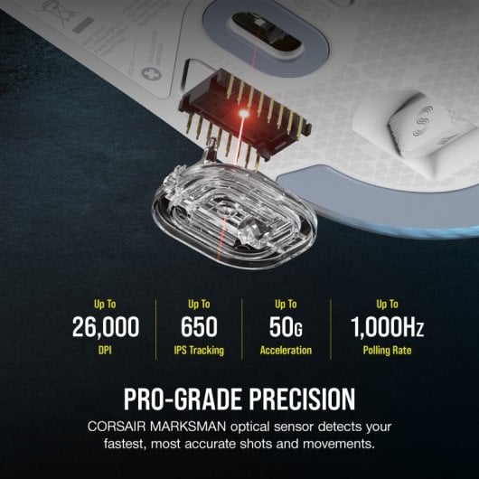 Corsair M75 RGB WIRELESS Kabellose Gaming-Maus 26000 DPI weiß