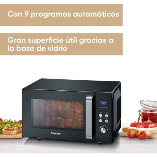 Severin MW 7763 Mikrowelle mit Grill, 25 l, 900 W, Schwarz
