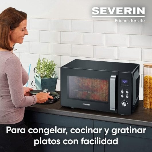 Severin MW 7763 Mikrowelle mit Grill, 25 l, 900 W, Schwarz