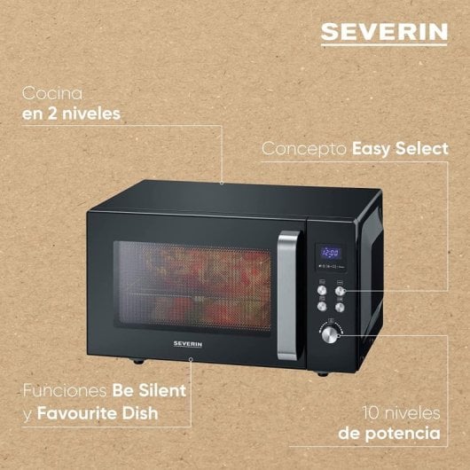 Severin MW 7763 Mikrowelle mit Grill, 25 l, 900 W, Schwarz