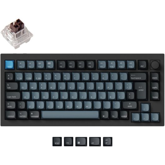 Keychron Q1 Pro QMK/VIA Teclado Mecánico Inalámbrico Fully Assembled Knob Carbon Black K Pro Brown