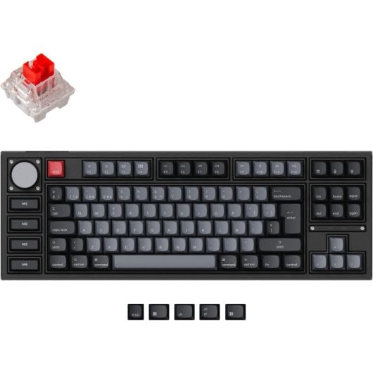 Keychron Q3 Pro QMK/VIA Kabellose mechanische Tastatur, komplett montierter Knopf, Carbon Black, K Pro Red
