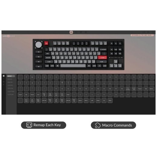 Keychron Q3 Pro QMK/VIA Kabellose mechanische Tastatur, komplett montierter Knopf, Carbon Black, K Pro Red