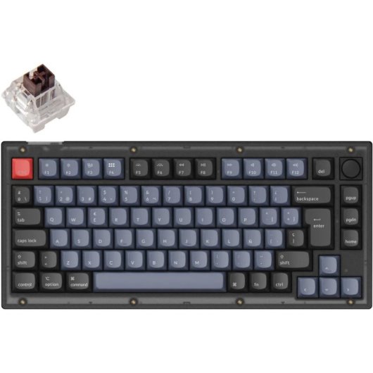 Keychron V1 QMK Teclado Mecânico Fully Assembled Knob Frosted Black K Pro Brown