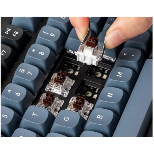 Keychron V1 QMK Teclado Mecânico Fully Assembled Knob Frosted Black K Pro Brown