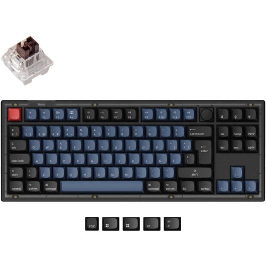 Keychron V3 QMK Teclado Mecânico Fully Assembled Knob Frosted Black K Pro Brown