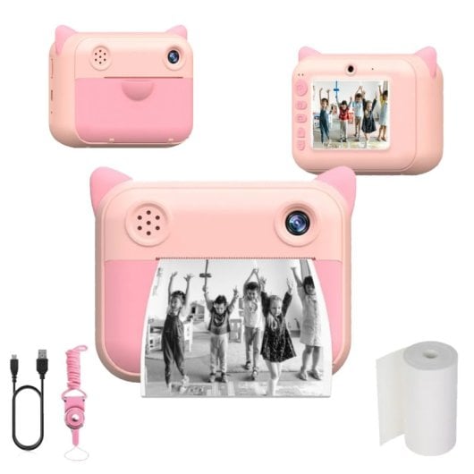 Klack Cámara para Niños Digital de Impresión Instantánea sin Tinta en Papel Térmico Rosa
