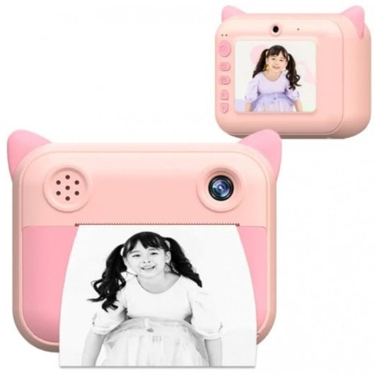 Klack Cámara para Niños Digital de Impresión Instantánea sin Tinta en Papel Térmico Rosa
