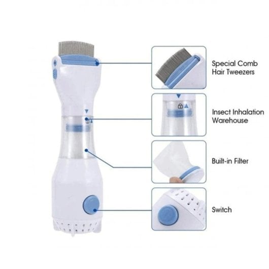 Liendrera Klack Quita Piojos Design Ergonómico Filtros de Aço Inoxidável