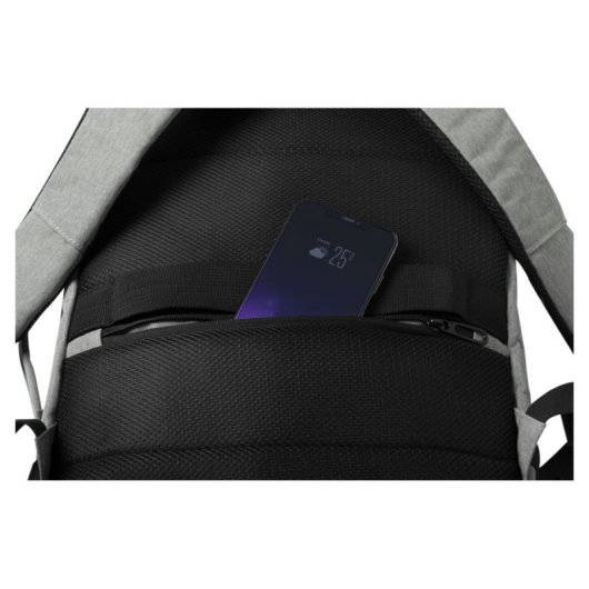 Klack Mochila con Bolsillo Antirrobo y Conexión USB para Carga de Dispositivos Móviles Gris