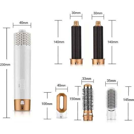 Klack Cepillo de Aire Caliente Moldeador 5 en 1 Voluminizador Ondulacion Alisador Blanco/Dorado