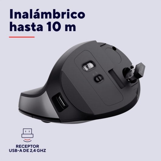 Trust Bayo II Ratón Vertical Inalámbrico Óptico para Mano Derecha 2400 DPI Negro