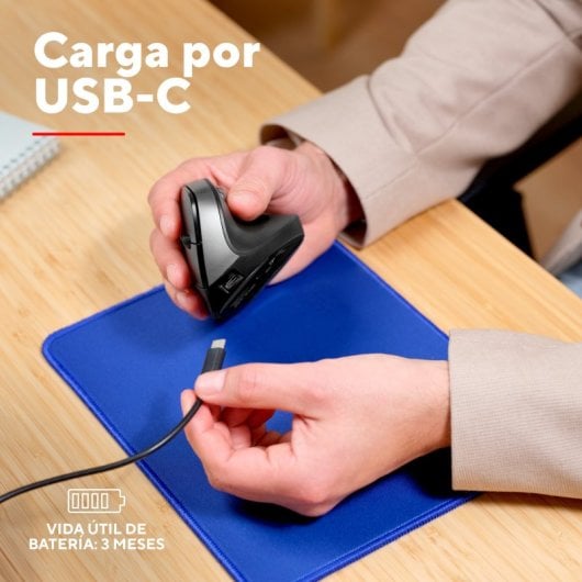 Trust Bayo II Ratón Vertical Inalámbrico Óptico para Mano Derecha 2400 DPI Negro