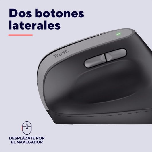 Trust Bayo II Ratón Vertical Inalámbrico Óptico para Mano Derecha 2400 DPI Negro