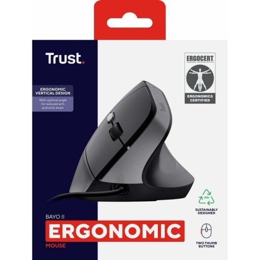 Ratón Trust Bayo II con cable 2400 DPI ergonomico vertical riciclato