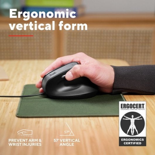 Ratón Trust Bayo II con cable 2400 DPI ergonomico vertical riciclato