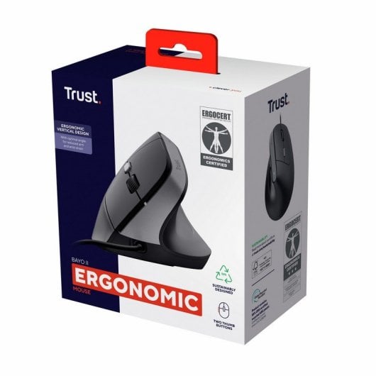 Ratón Trust Bayo II con cable 2400 DPI ergonomico vertical riciclato