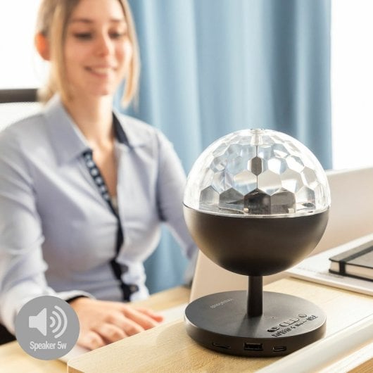 Haut-parleur sans fil InnovaGoods Istarlyt avec projecteur LED noir
