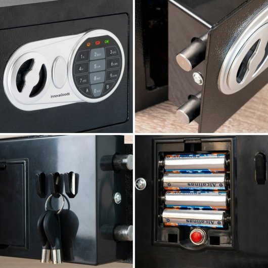 InnovaGoods Safeck Caja Fuerte con Cerradura Electrónica 23x17x17,3cm Negra