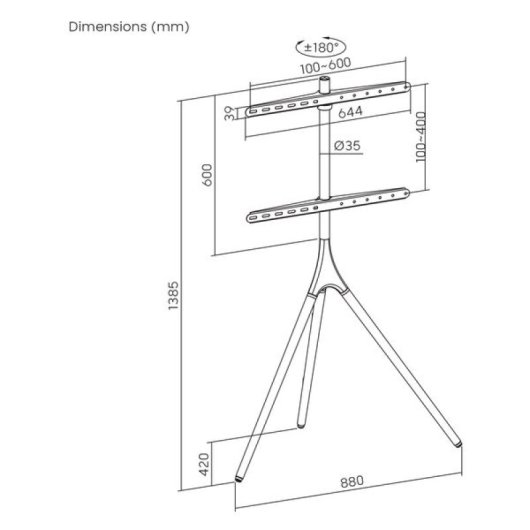 Kimex Meuble TV avec chevalet pour écrans 45"-65" Blanc/Hêtre