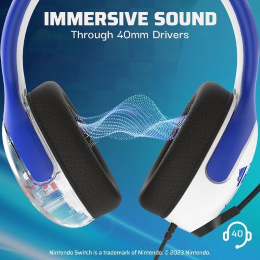 PDP Casque filaire REALMz: Sonic Go Fast, Pour Nintendo Switch, Nintendo Switch Lite et Nintendo Switch - Modèle OLED