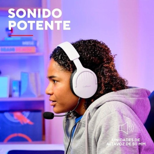 Auriculares Trust GXT 489 Fayzo con cable USB y jack 3,5 mm para gaming, micrófono extraíble, negros y blancos