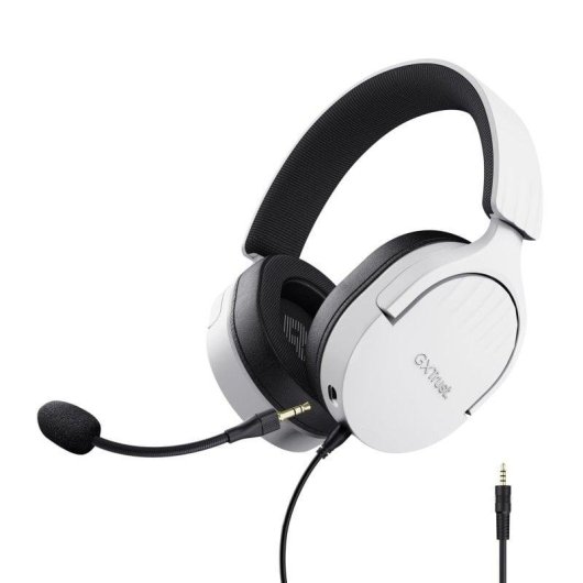 Auriculares Trust GXT 489 Fayzo con cable USB y jack 3,5 mm para gaming, micrófono extraíble, negros y blancos