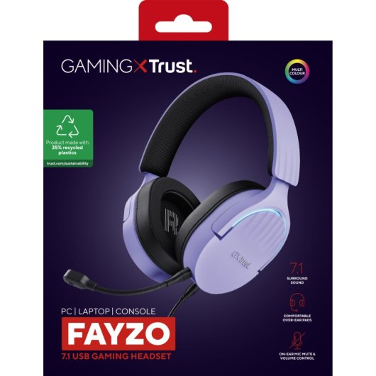 Trust GXT 490P FAYZO Casque Avec fil Arceau Jouer USB Type-A Noir, Violet