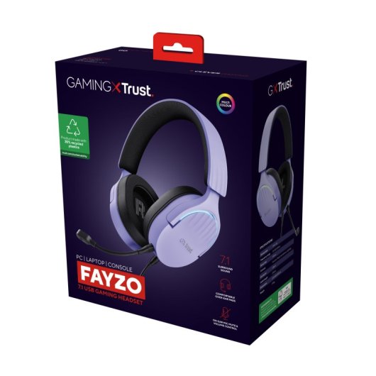 Trust GXT 490P FAYZO Casque Avec fil Arceau Jouer USB Type-A Noir, Violet