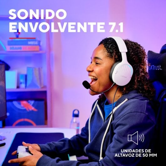 Trust GXT 490 FAYZO Headset Gaming 7.1 USB Branco