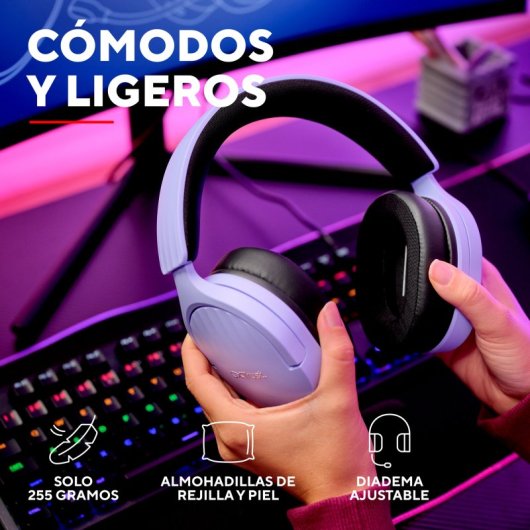 Trust GXT 489 FAYZO Headset Diadema Gaming USB Roxo