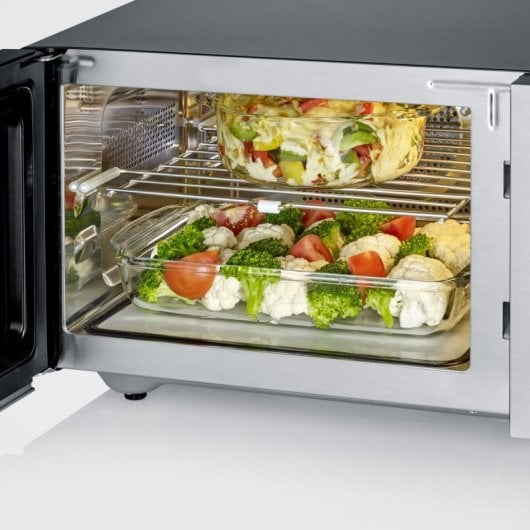 Severin MW 7777 Microondas 3 en 1 Base de Cristal de Grill y Convección 25L 900W Acero Inoxidable