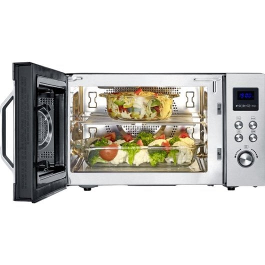 Severin MW 7777 Microondas 3 en 1 Base de Cristal de Grill y Convección 25L 900W Acero Inoxidable