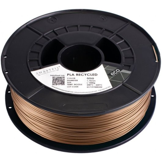 Smartfil PLA Recycled Filamento 3D Fabricado con PLA Reciclado 1.75mm 1000g Gold