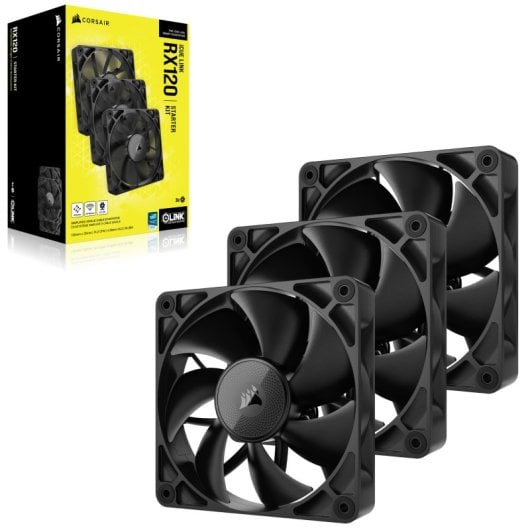 Kit de démarrage Corsair iCUE LINK RX120 3 ventilateurs supplémentaires PWM noirs