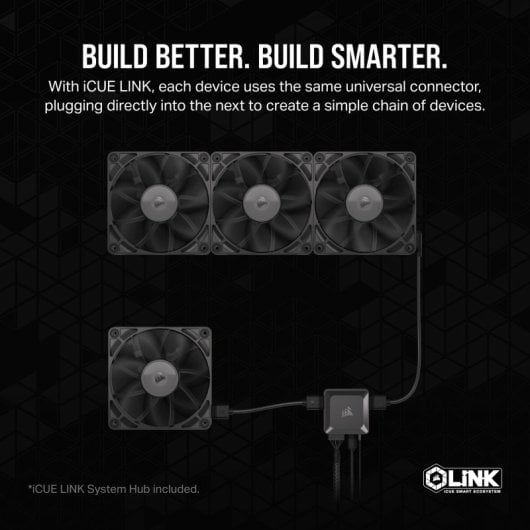 Corsair iCUE LINK RX140 Starter Kit 2 Ventiladores Suplementarios PWM Negros