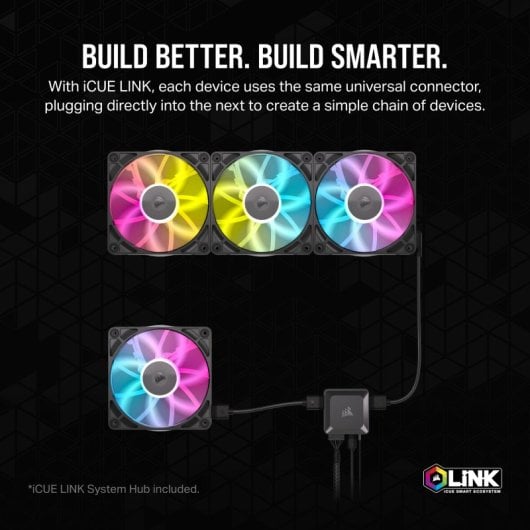 Corsair iCUE LINK RX120 RGB Starter Kit 3 Ventiladores Suplementarios PWM Negros