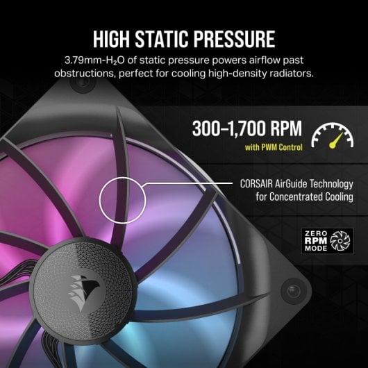 Corsair iCUE LINK RX140 RGB Expansion Fan Ventilador Suplementario PWM Negro
