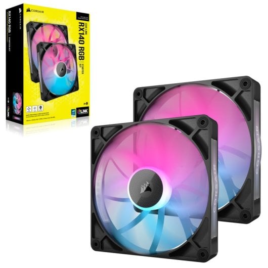 Kit de démarrage Corsair iCUE LINK RX140 RGB 2 ventilateurs PWM supplémentaires noir