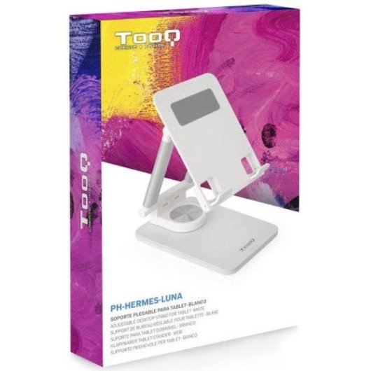 Support de bureau TooQ Hermes Luna blanc pour smartphone ou tablette 12,9 pouces rotatif