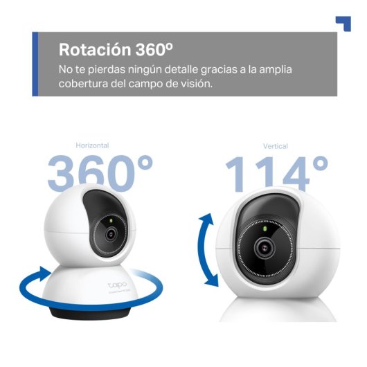Tapo TC72 Cámara de Vigilancia 360º Interior, 2K QHD, Detección IA Gratuita Avanzada, Visión Nocturna