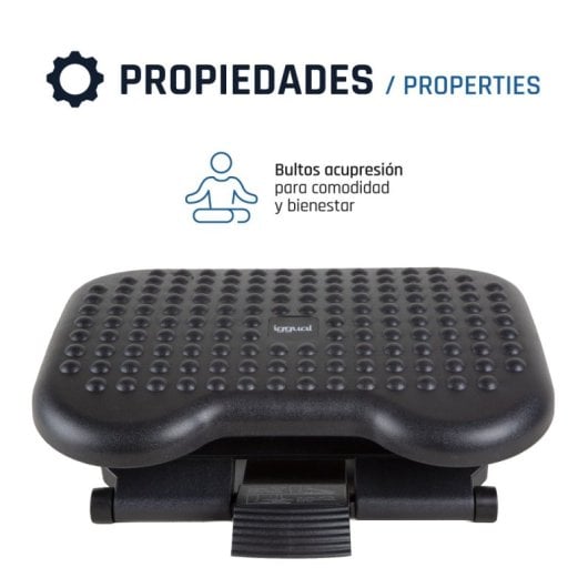Iggual RP3 Reposapiés Ajustable con Bultos de Acupresión Negro