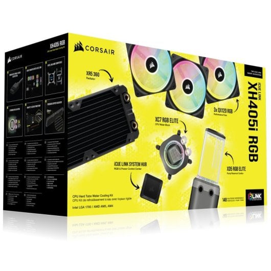 Corsair Hydro X Series iCUE LINK XH405i Kit de Refrigeración Líquida de Tubo Rígido Negra