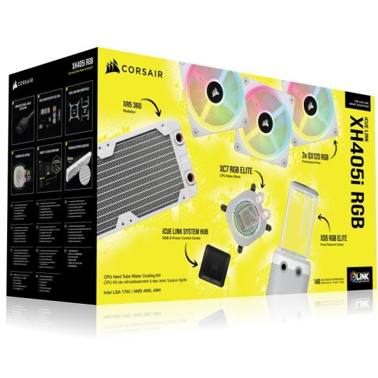 Corsair Hydro X Series iCUE LINK XH405i Kit de Refrigeración Líquida de Tubo Rígido Blanca