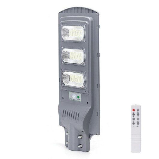 Aigostar Farola de Energía Solar IP65 150W 6500K 1500 Lúmenes Gris
