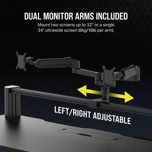Corsair Platform:6 Elevate Mesa Elevatória Elétrica com Suporte de Monitor 180x76cm Preta