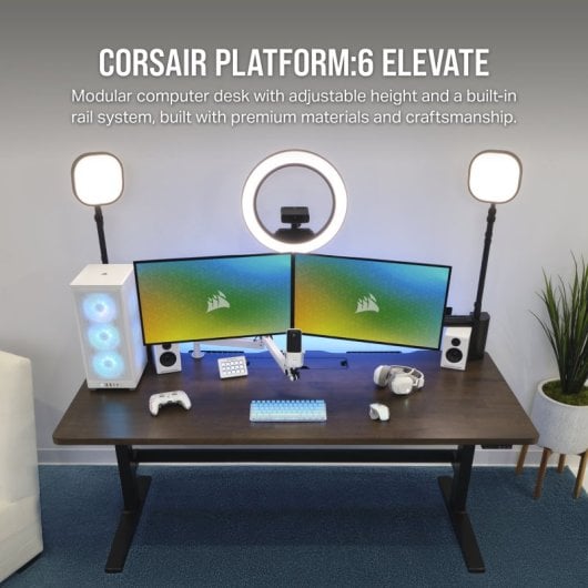 Corsair Platform:6 Table élévatrice électrique avec support pour écran 180 x 76 cm Bois